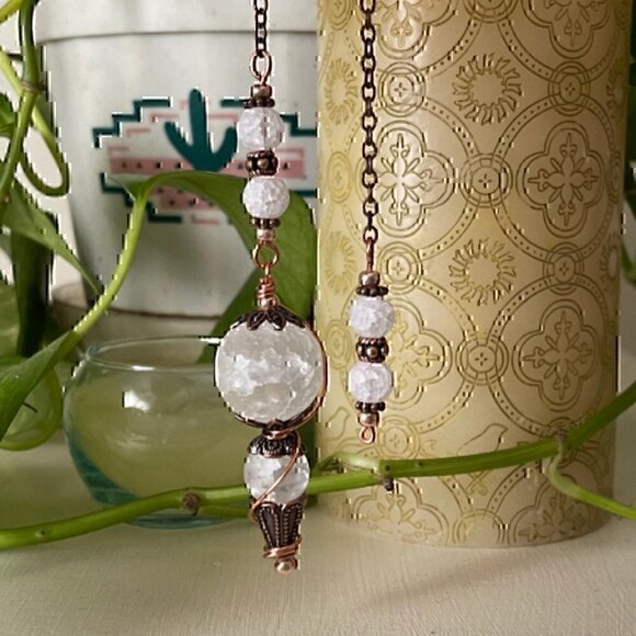 Handmade Quartz Crystal Copper Dowsing Pendulum - Picture 1 of 8